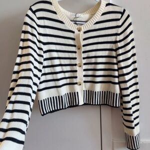 Striped Black and White Women's cardigan